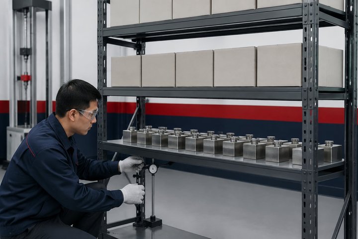 Steel retail shelf configuration being checked for load capacity and deflection