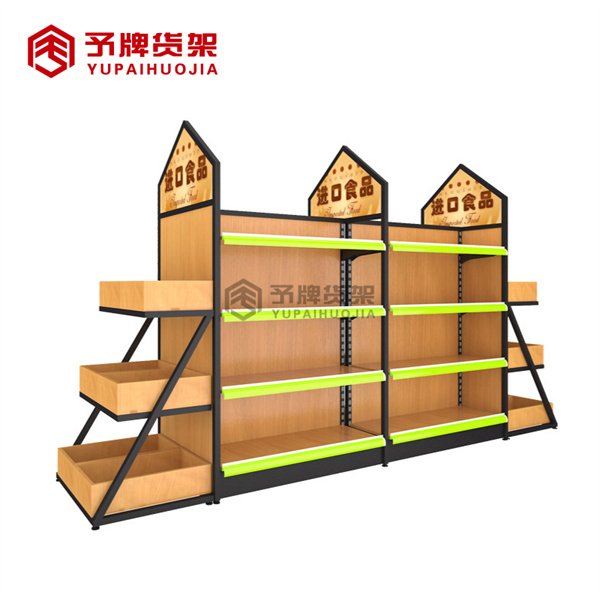 Supermarket shelf with wooden cabinet and LED light view 5